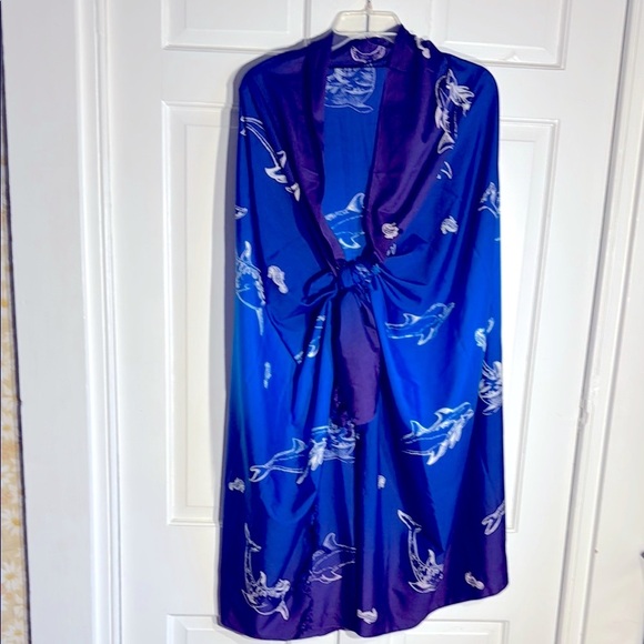 Blue Gradient Swim Coverup with Dolphin Motifs - Picture 1 of 6